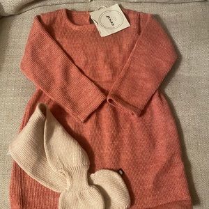 Oeuf NYC-100% alpaca rose knit dress & neckie